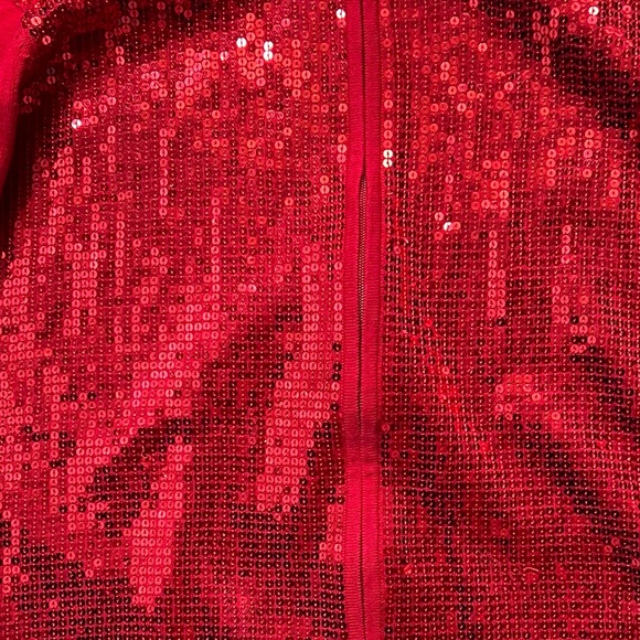 Quacker Factory 1x red sequin zipper cardigan - Picture 6 of 8